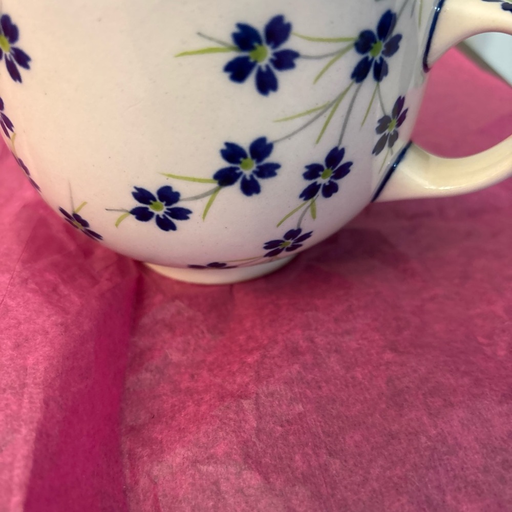Boleslaweic Polish Pottery Large Mug Soup Latte Cup Spring Blossoms 23 oz - Picture 6 of 12